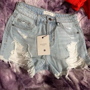 Women's Hidden Light Blue Distressed Denim Shorts